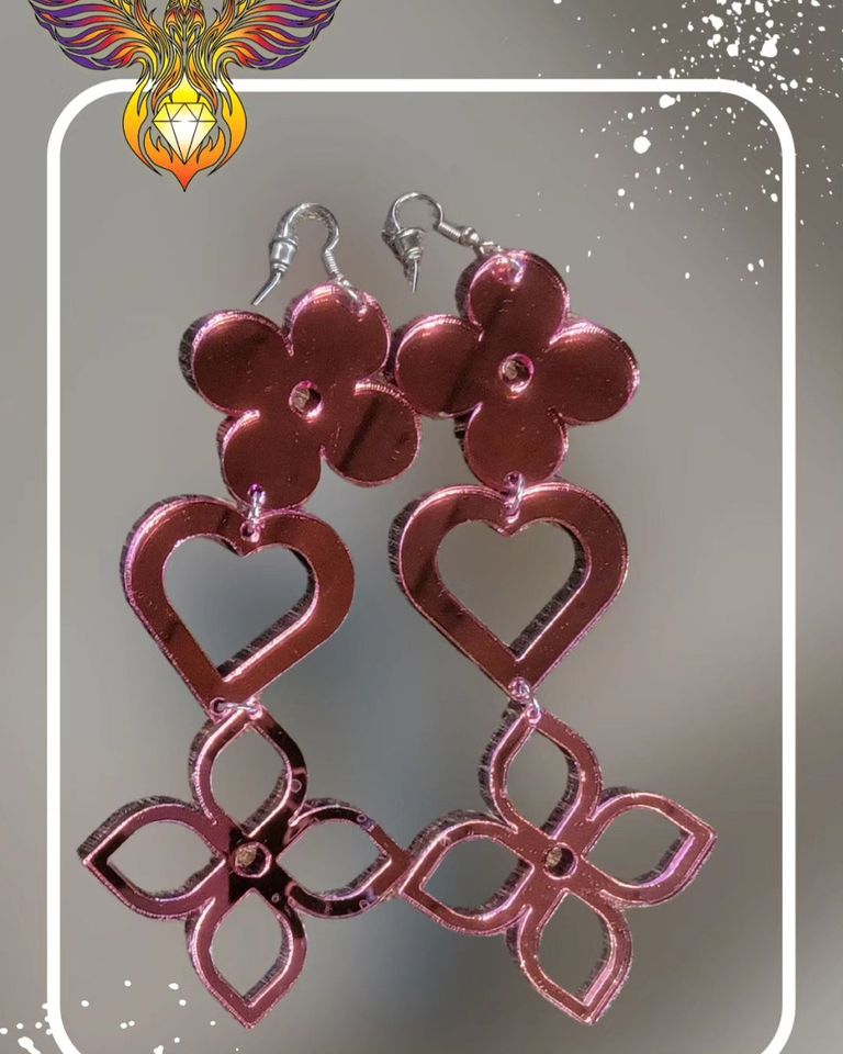 Floral Acrylic Dangle Bling Earrings