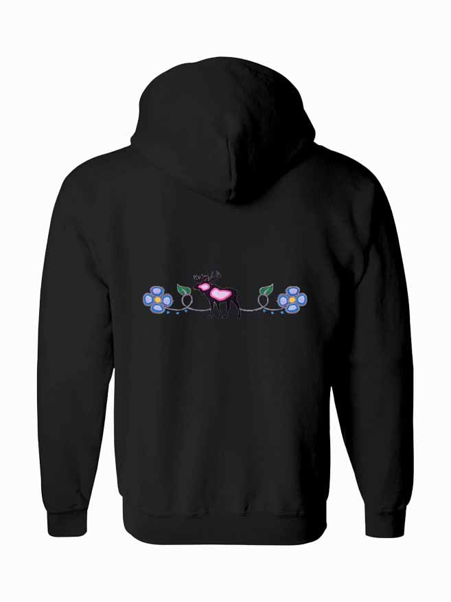 Floral Moose Embroidered Hoody
