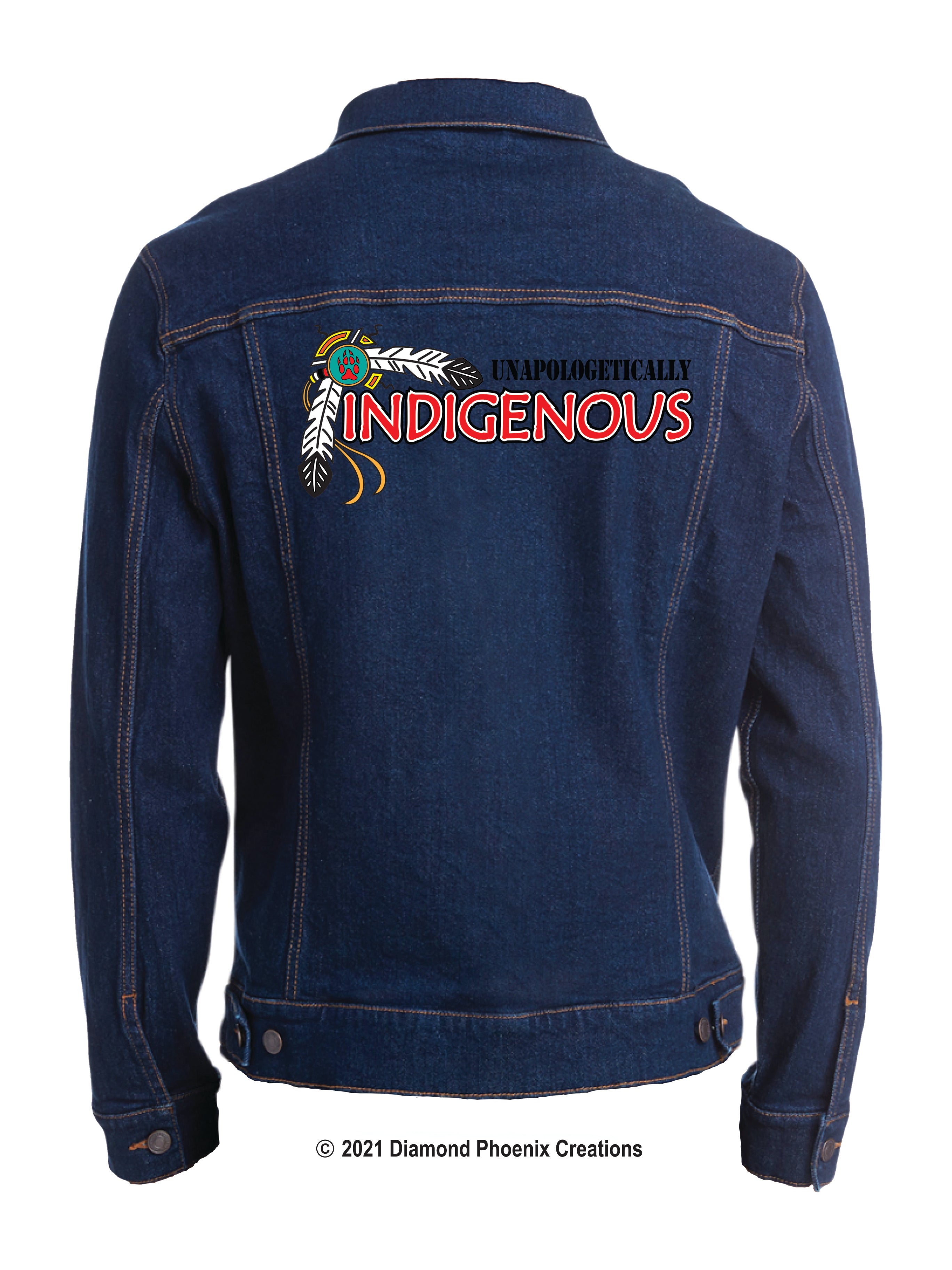 Unapologetically Indigenous Feather motif Denim Jacket