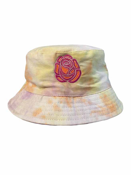 Kid's Tie Dyed Rose Embroidered Bucket Hat