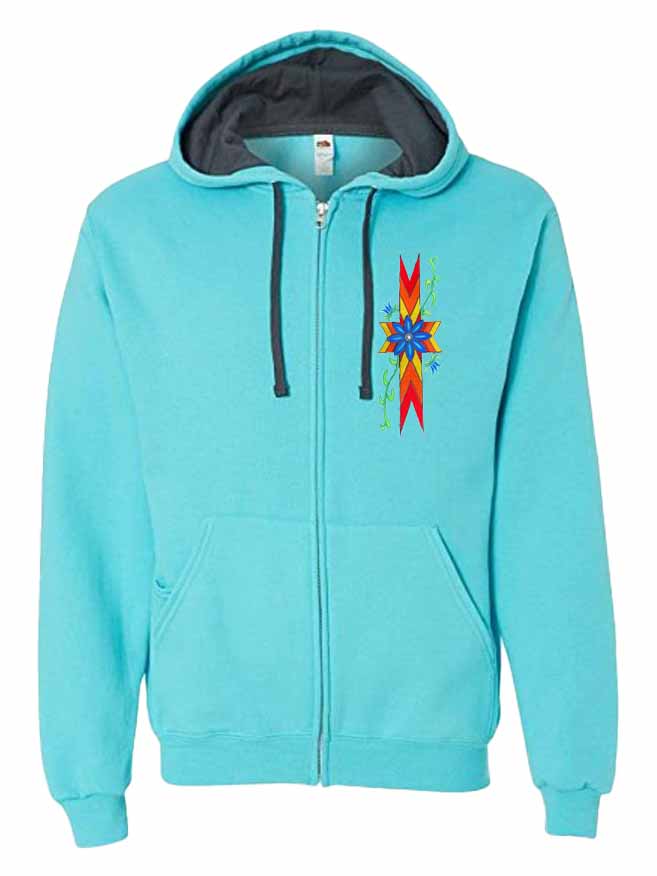 Geometric Floral Zip Up Hoodie