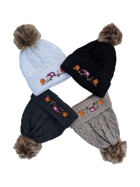 Floral Bear Embroidered Toque