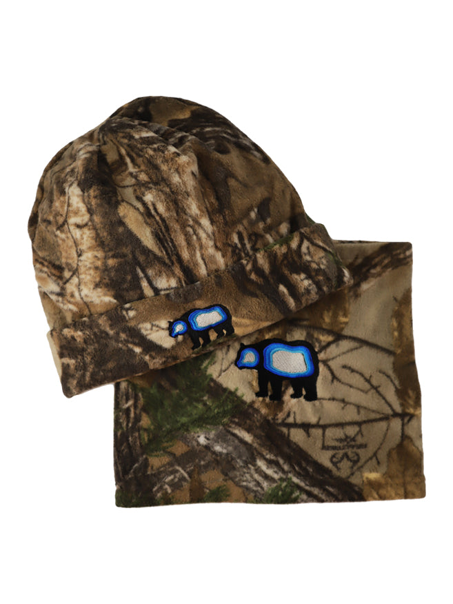 Brown Camo Hat & Neck Warmer Set