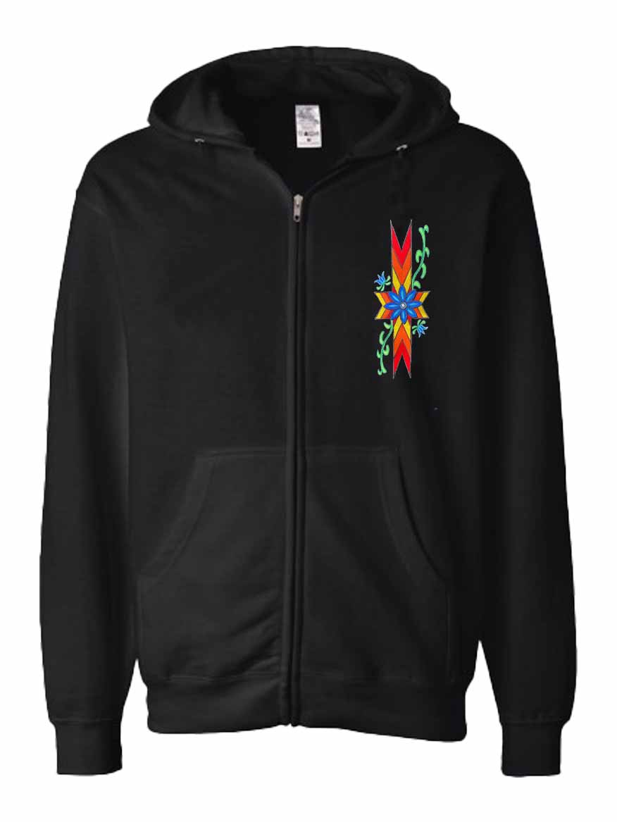Geometric Floral Zip Up Hoodie