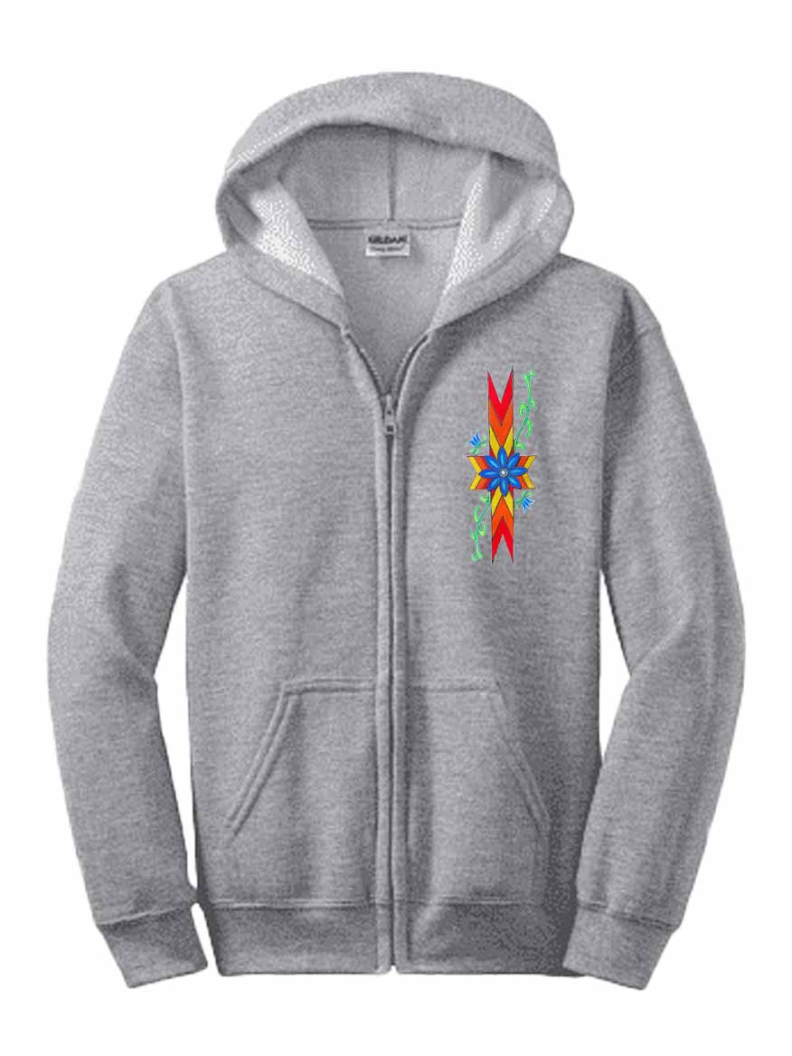 Geometric Floral Zip Up Hoodie