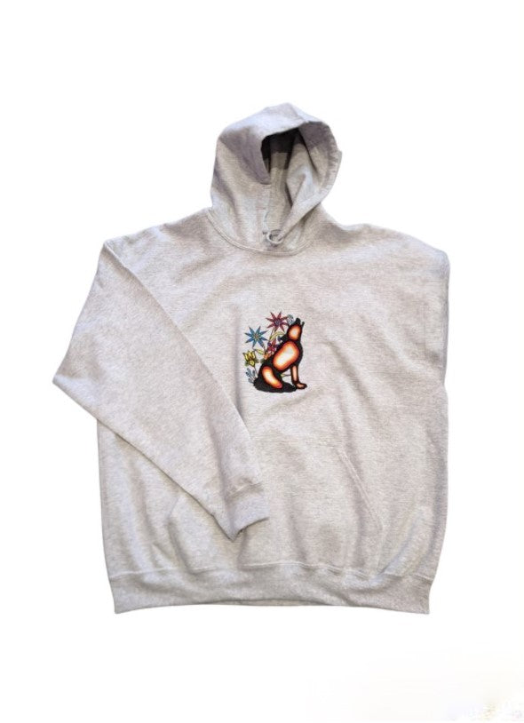 Embroidered Floral Wolf Hoody