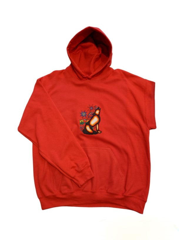 Embroidered Floral Wolf Hoody