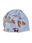 White fleece pink bear hat