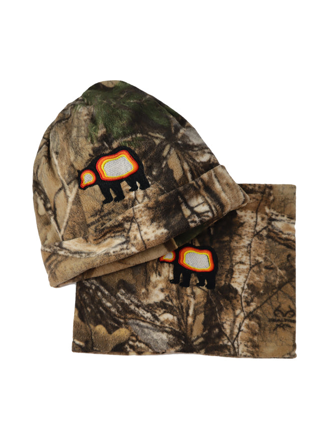 Brown Camo Hat & Neck Warmer Set